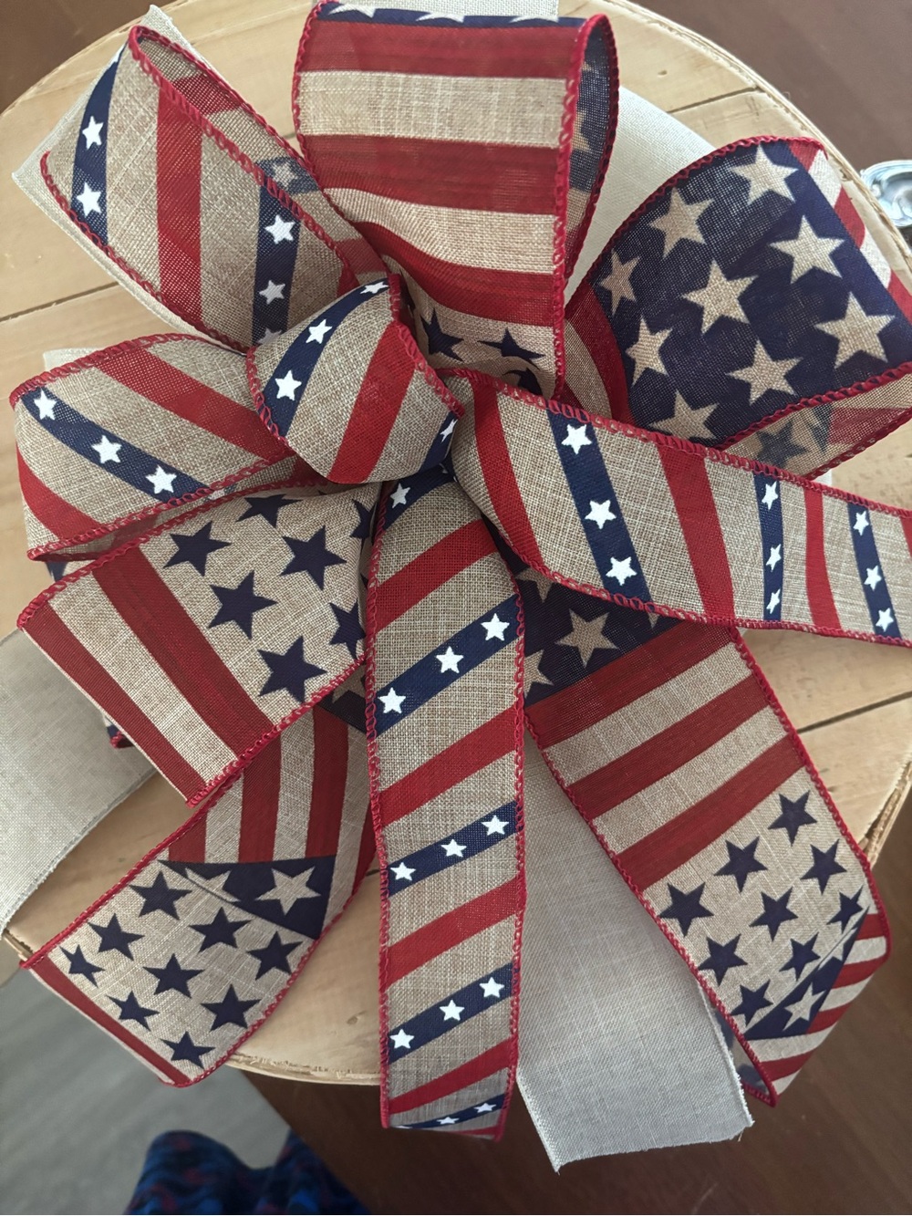Patriotic Bow & 2 Ribbon Bolts Handmade Bow wEdge Ribbons Americana Final Sale